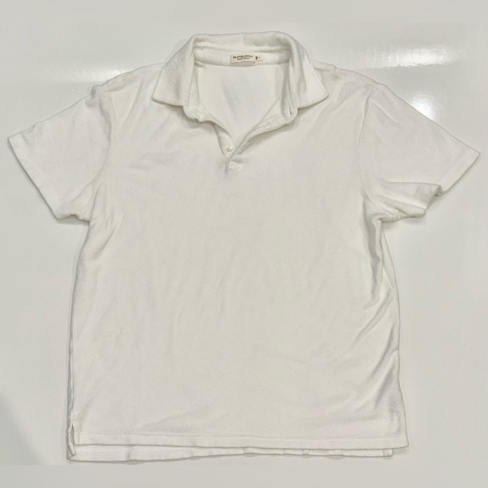 SUITSUPPLY White Terry Cloth Polo L